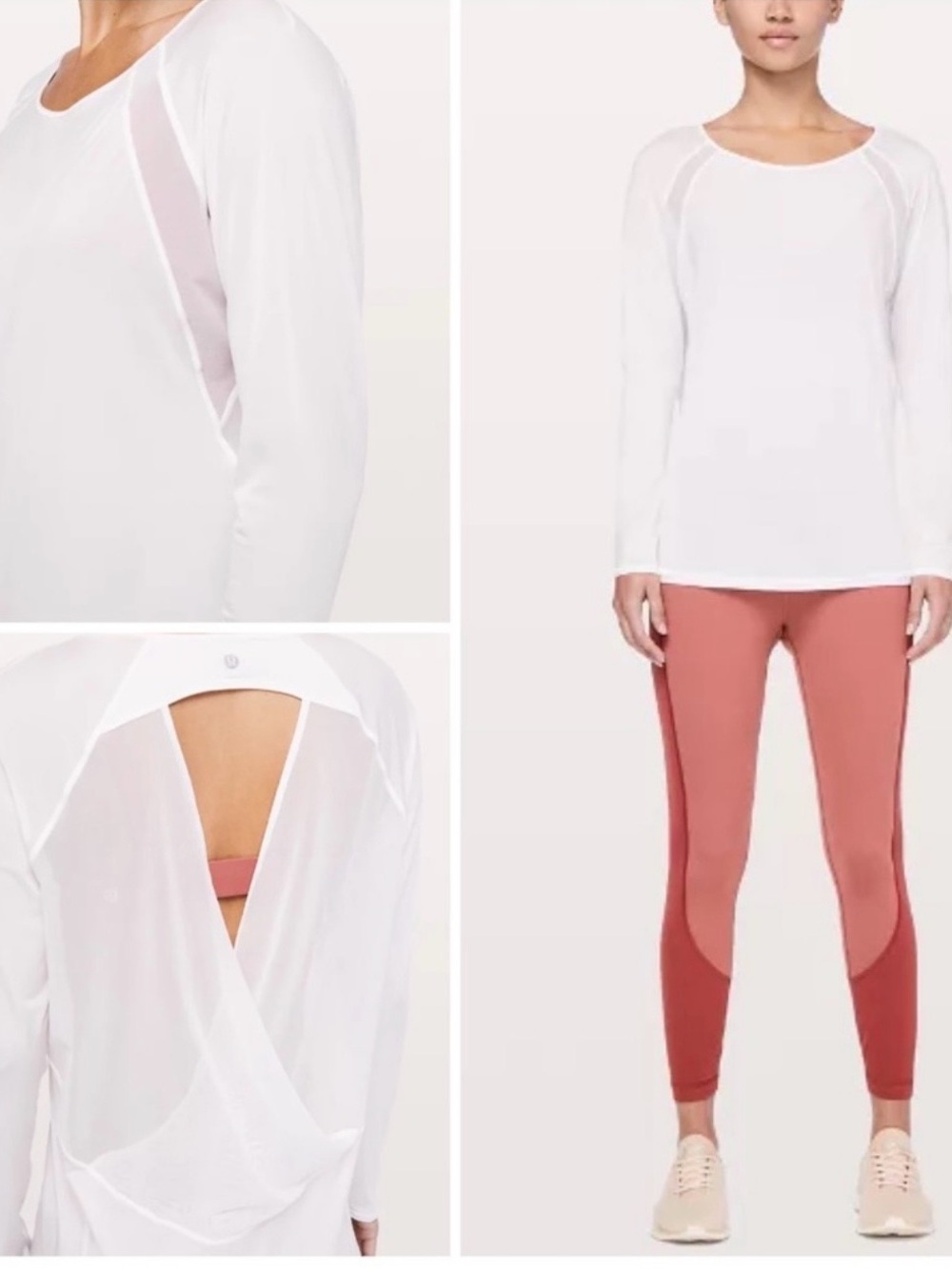 Lululemon‎ If You're Lucky Long Sleeve Tee White yoga gym sheer Athleisure
